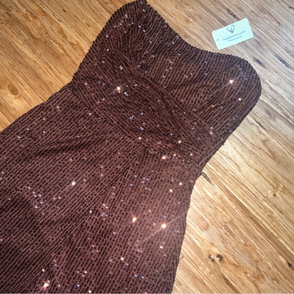 Windsor Brown Sequin Strapless Mini Dress - Picture 3 of 7